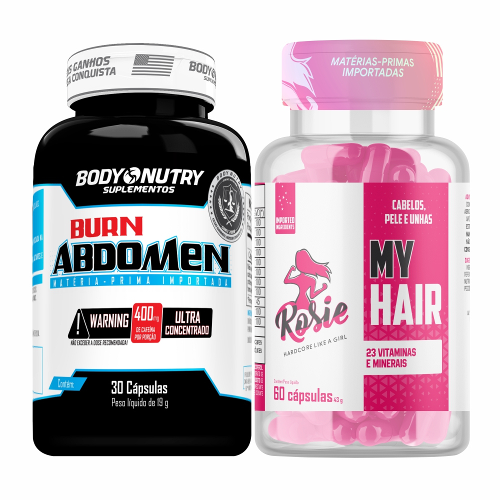 Burn Abdomen 400mg (Potente Termogênico c/ CAFEÍNA) + My Hair Rosie KIT - Matérias Primas Importadas em Oferta na Shopee