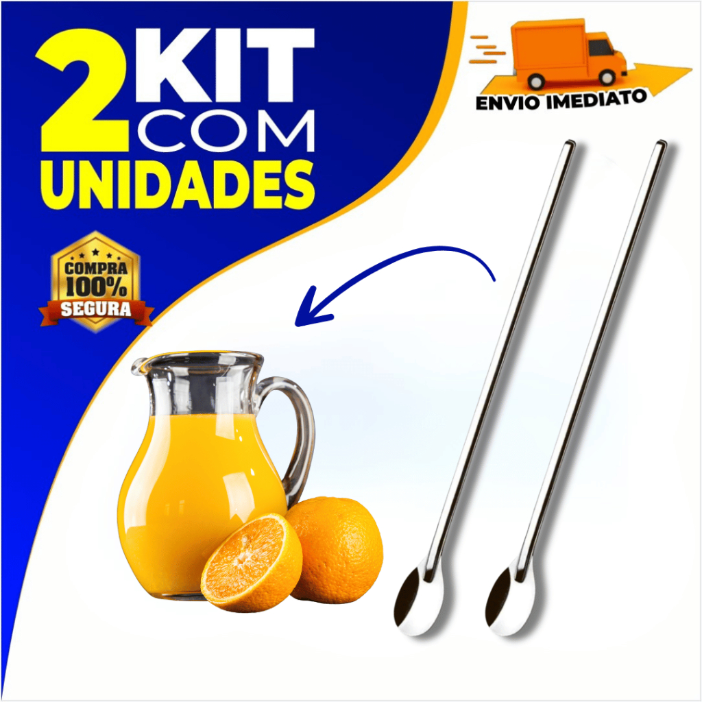 Kit 2 Colher Bailarina Para Suco Drinks Em Aço Inox 30cm Grande em Oferta na Shopee