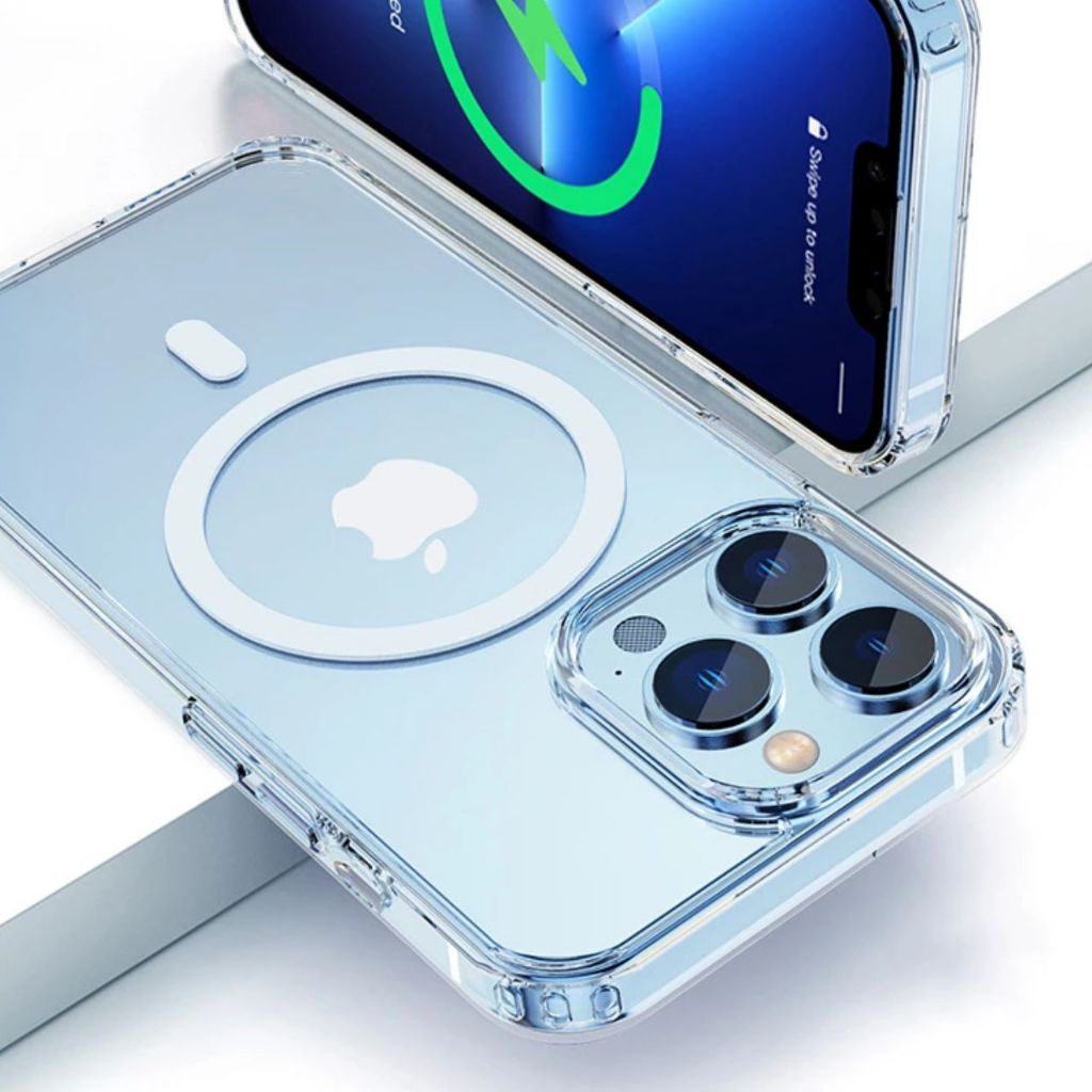 Capa Magnética Compatível MagSafe iPhone 11 12 13 14 15 16 Pro Max Magnética Transparente Apple