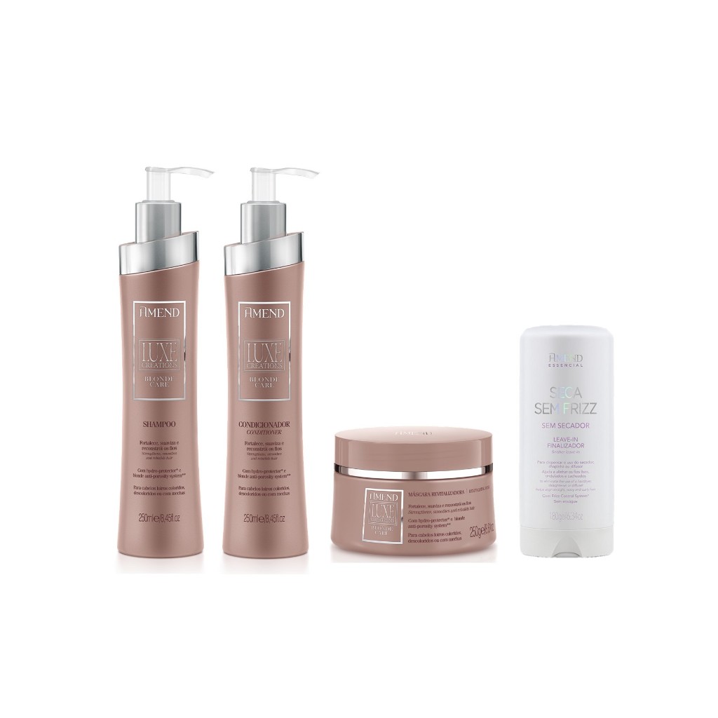Amend KIT Luxe Blonde Care Sh + Cond + Másc + Seca Sem Frizz 180ml em Oferta na Shopee