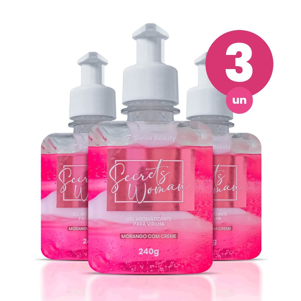 Kit 3 Gel Aromatizante Beijável Íntimo Sabor Morango com Creme para Saúde e Cuidado Vaginal 240g Swiss Beauty Belkit em Oferta na Shopee