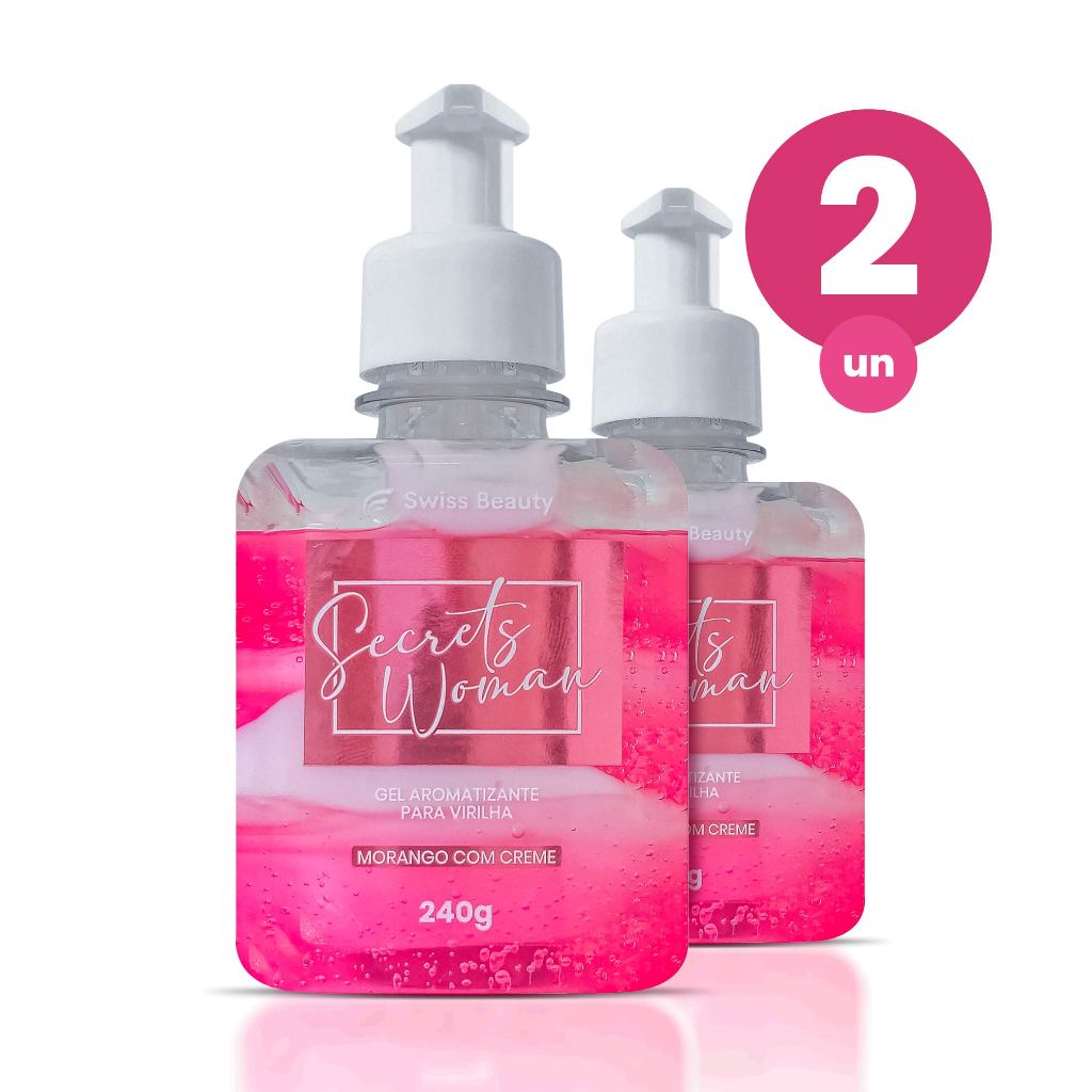 Kit 2 Gel Aromatizante Beijável Íntimo Sabor Morango com Creme para Saúde e Cuidado Vaginal 240g Swiss Beauty Belkit - Health