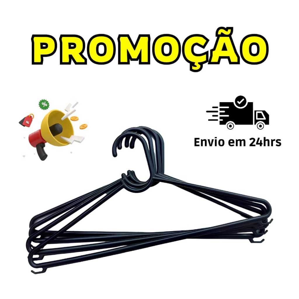 Cabide Adulto Preto Kit 10, 20, 30, 40, 50, 60, 80 ou 100  Cabides Reforçados Organizar Roupas em Oferta na Shopee