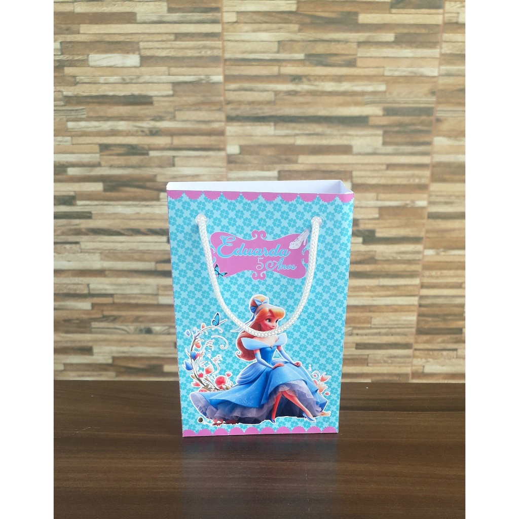 Sacolinha personalizada festa infantil lembrancinhas Princesas Disney Cinderela