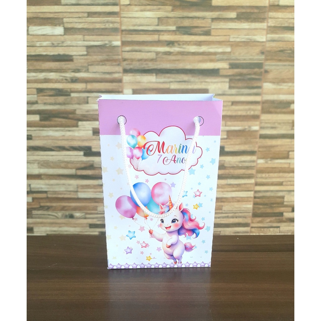 Sacolinha personalizada festa infantil lembrancinhas Unicórnio