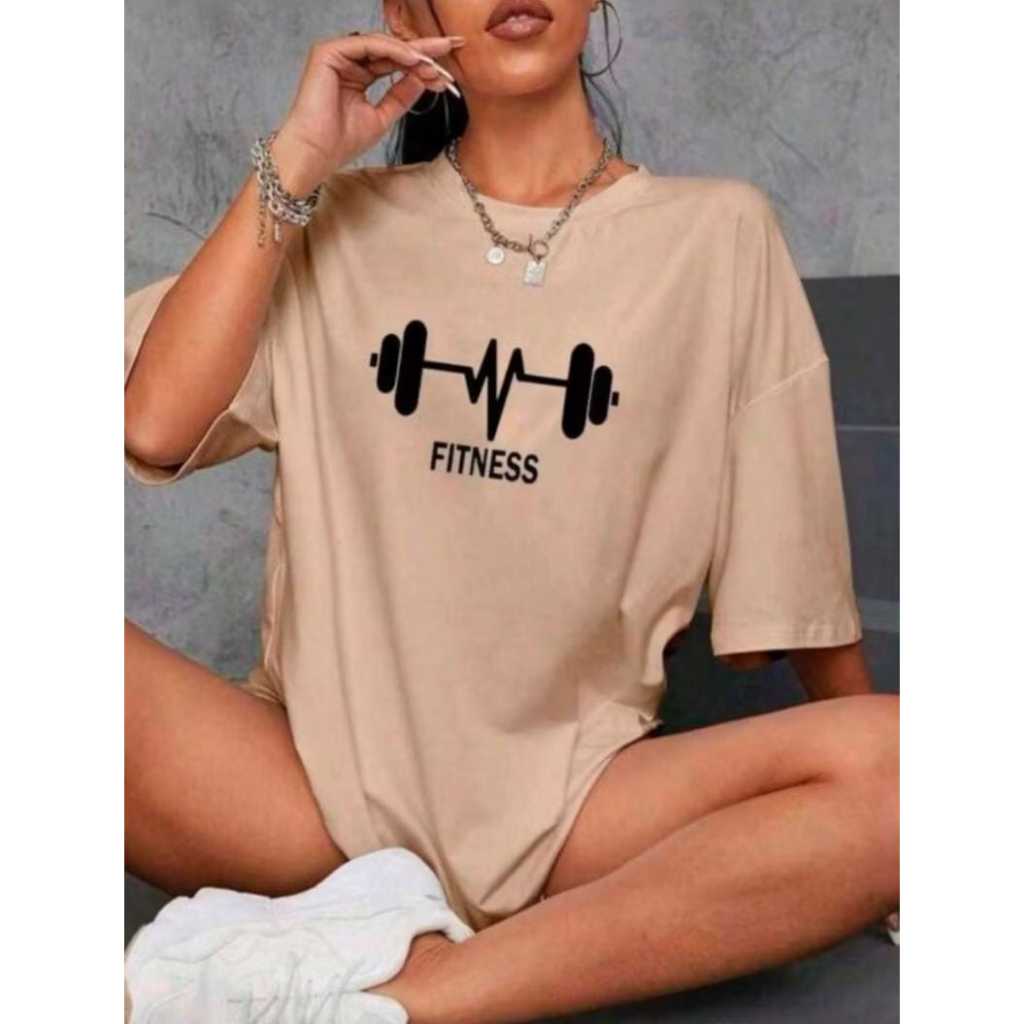 Camiseta Feminina Oversized Gola Alta Algodão Camiseta Treino Fitness Academia Modelo Streetwear