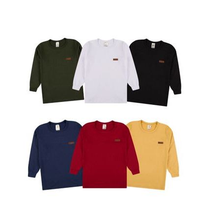 Kit 1, 3 ou 5 Camisetas Manga Longa Infantil Bebê Menino Básica Lisa Casual Manga Comprida 100% Algodão em Oferta na Shopee