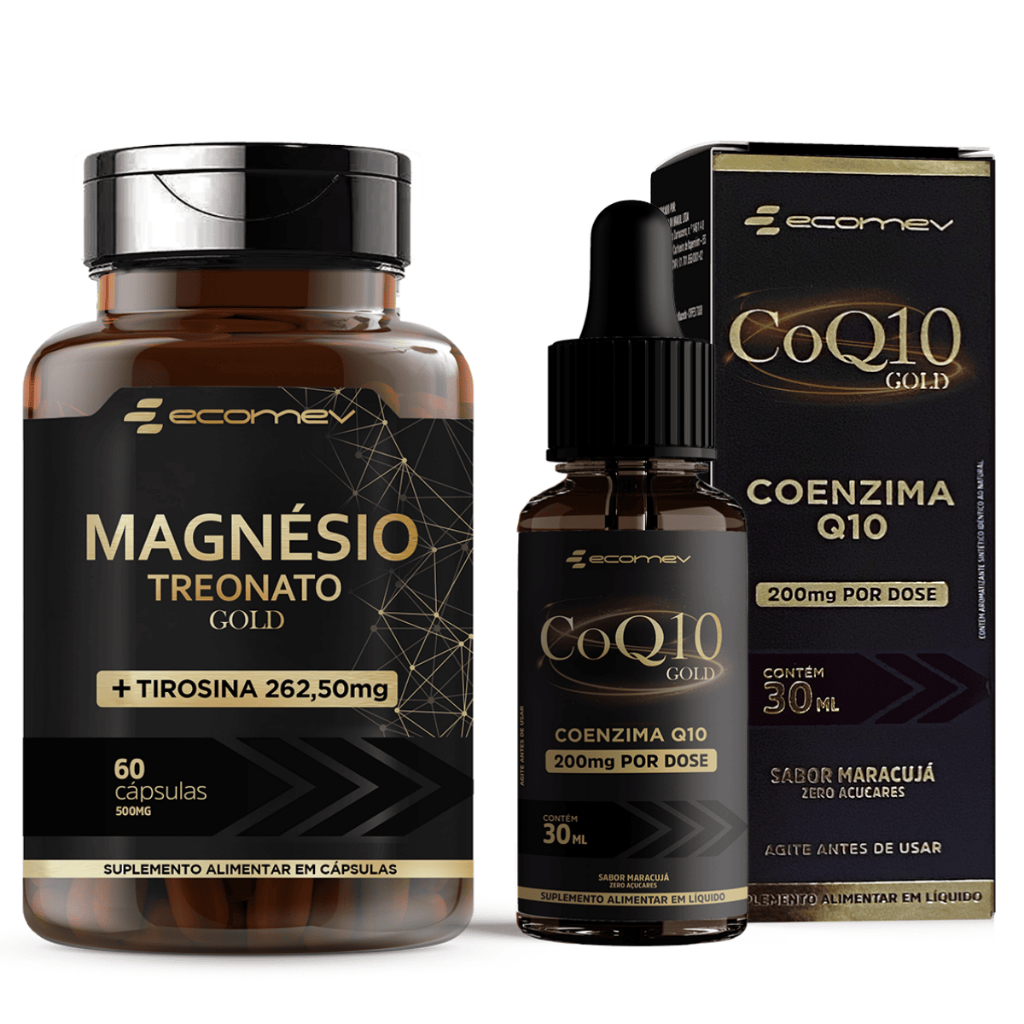 Kit Magnesio Treonato L Tirosina + Coenzima Q10 200mg Gotas Ecomev