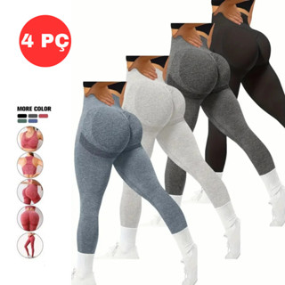 KIT 4 Calça Legging Levanta Bumbum Zero Transparência Academia Yoga Cintura Alta em Oferta na Shopee