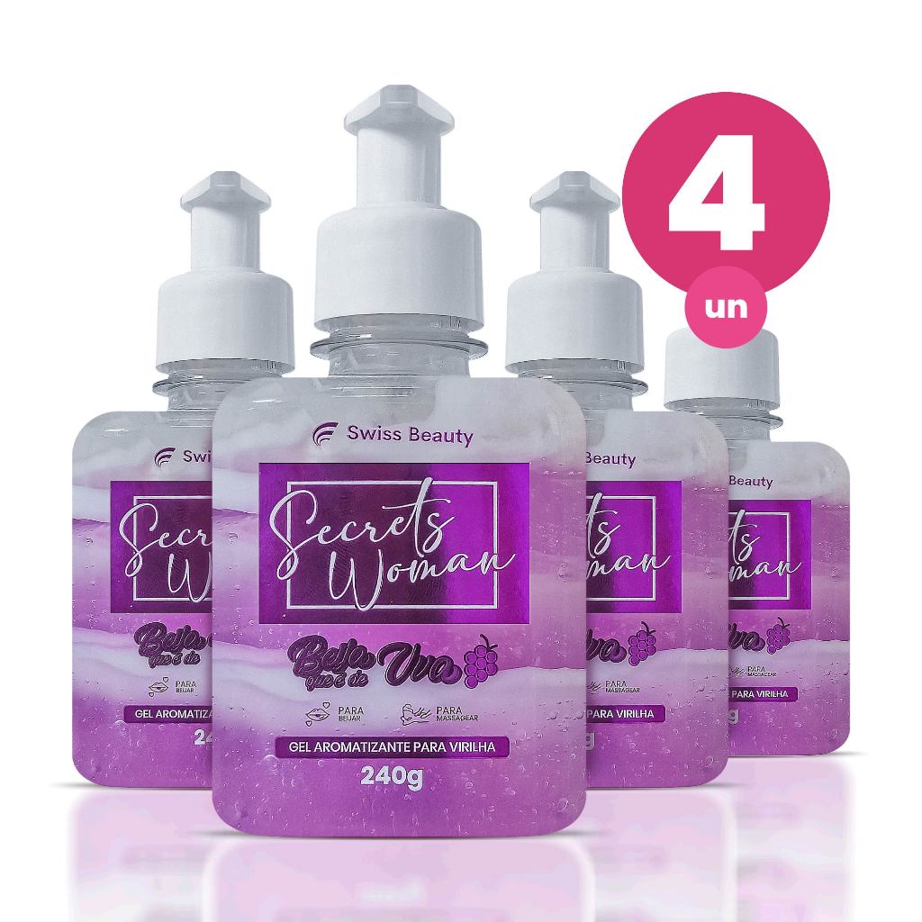 Kit 4 Gel Aromatizante Beijável Íntimo Sabor Uva com Creme para Saúde e Cuidado Vaginal 240g Swiss Beauty Belkit - Health
