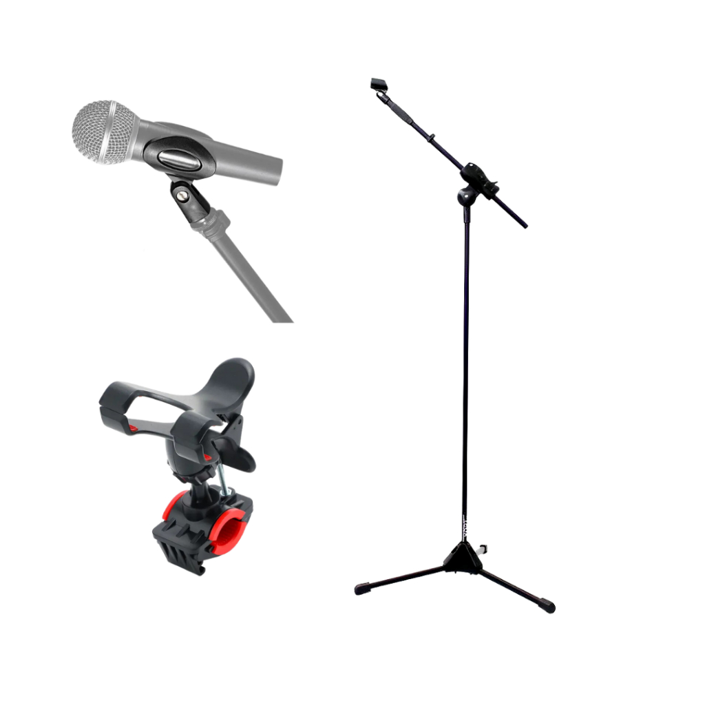 Pedestal de Microfone com Cachimbo e Suporte de Celular - Super Kit em Oferta na Shopee