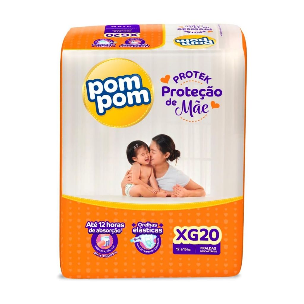 Fralda Pom Pom Derma Protek Jumbo Xg com 20 Unidades