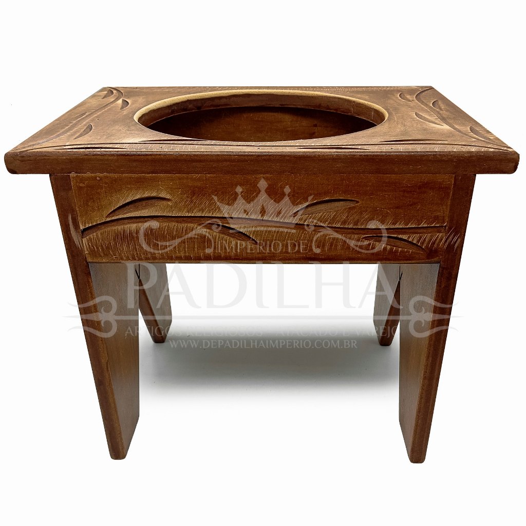 Suporte Banco Atabaque 1 Furo Mdf Premium Entalhado C/ Folha
