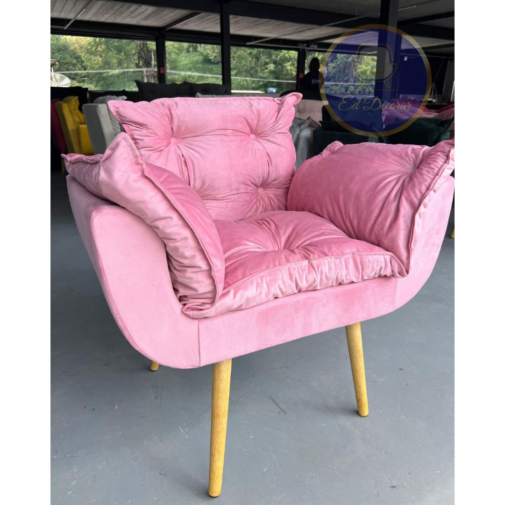 Poltrona Decorativa Reforçada Para Sala Escritório Loja Poltronas para Salão Opalla pés pa...