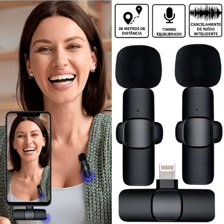 Eletronic Shop 1 in 1，2 in 1 Microfone Lapela Sem Fio Iphone/Tipo C Profissional