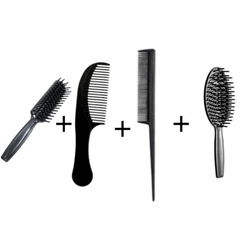 kit 4 escovas para cabelo -(CORES SORTIDAS) escova mafe , mariana pente fino e pente bonitão