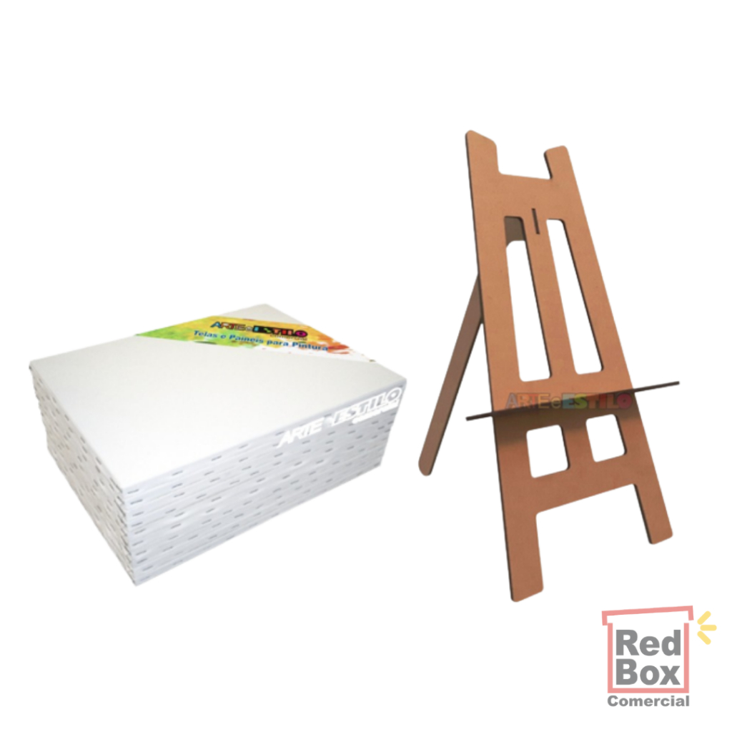 15 Telas Para Pintura 20x30 cm + 1 Mini Cavalete - Telas para Tinta A Óleo Ou Acrilica Base Água