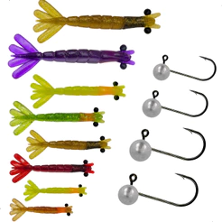 Kit 8Pçs Camarão Artificial + 4Pçs Jig Head - Summer