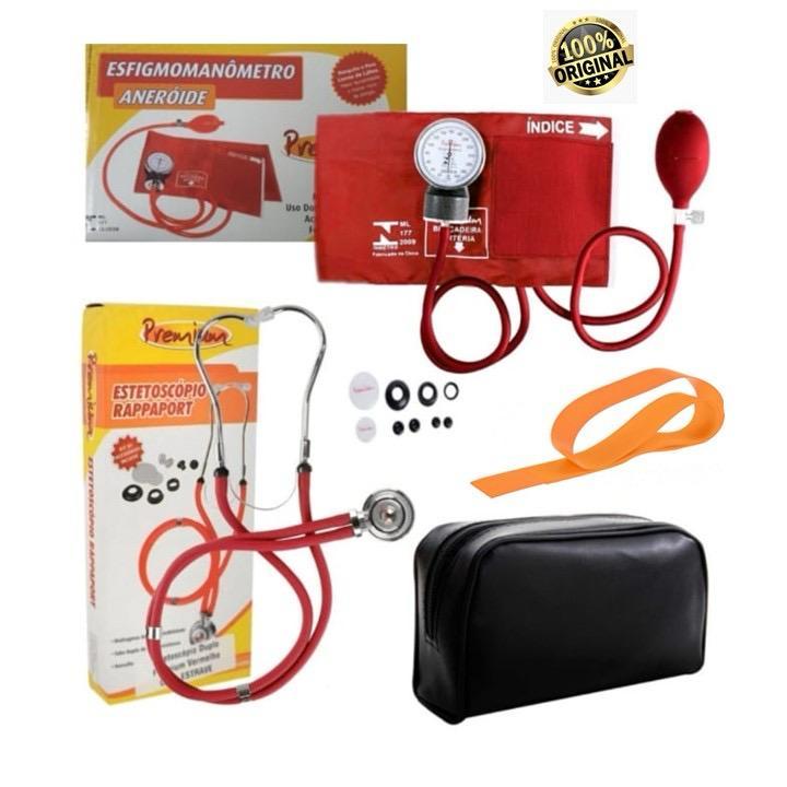 Kit Enfermagem Esfigmomanometro  + Estetoscópio  Rappaport + Termômetro Clinico + Garrote