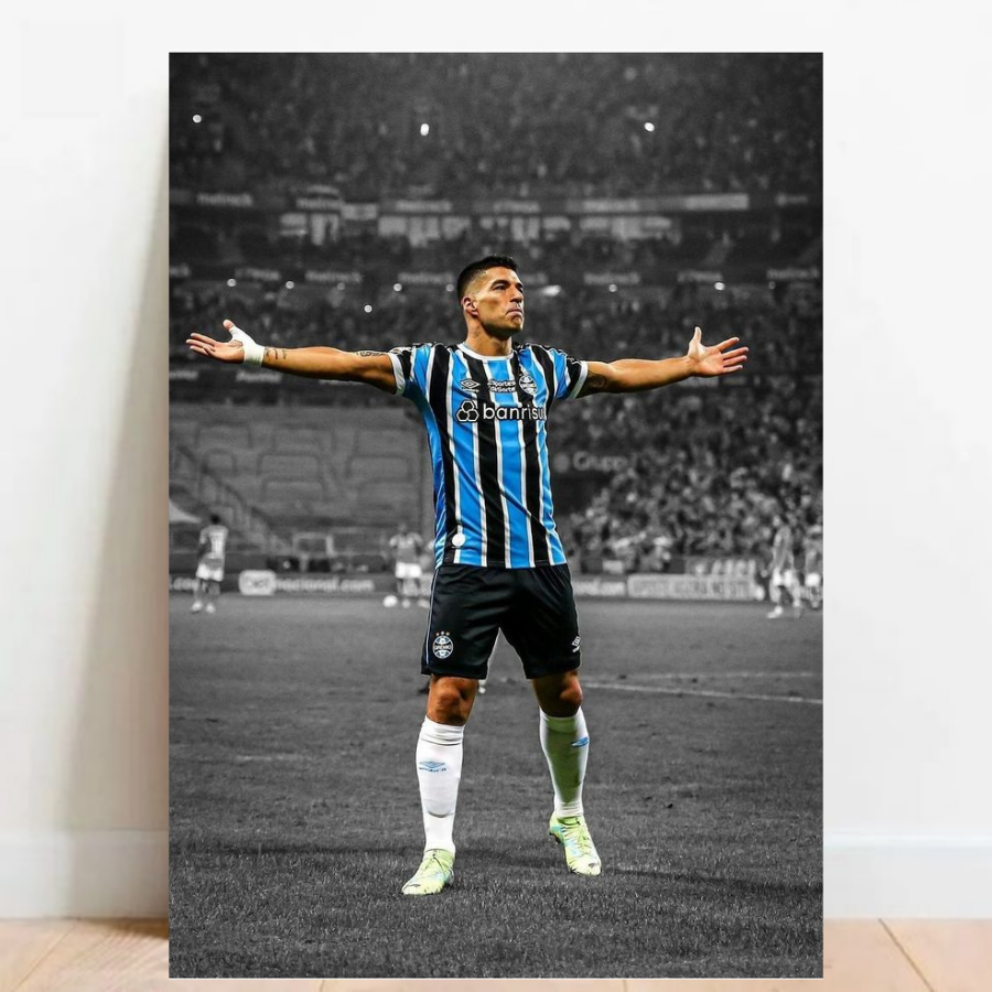 Quadro Placas Decorativas Futebol Luis Suarez Grêmio Esportes Futebol Brasileiro time do coração 03