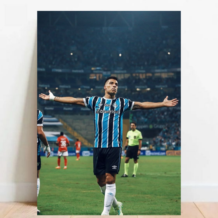 Quadro Placas Decorativas Futebol Luis Suarez Grêmio Esportes Futebol Brasileiro time do coração 04