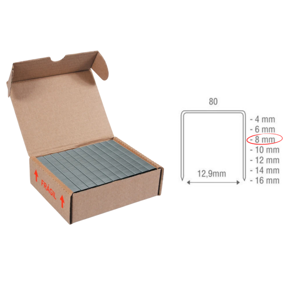 Grampo 80/08 Para Grampeador Pneumático. Caixa Com 13.750