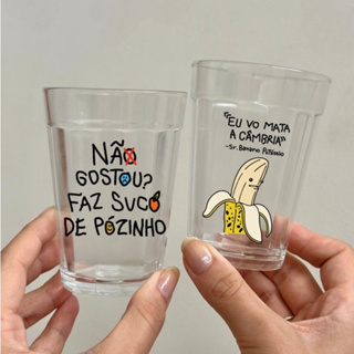 Kit 2 Copos Banana e Suco de Pozinho - Vidro 190ml em Oferta na Shopee