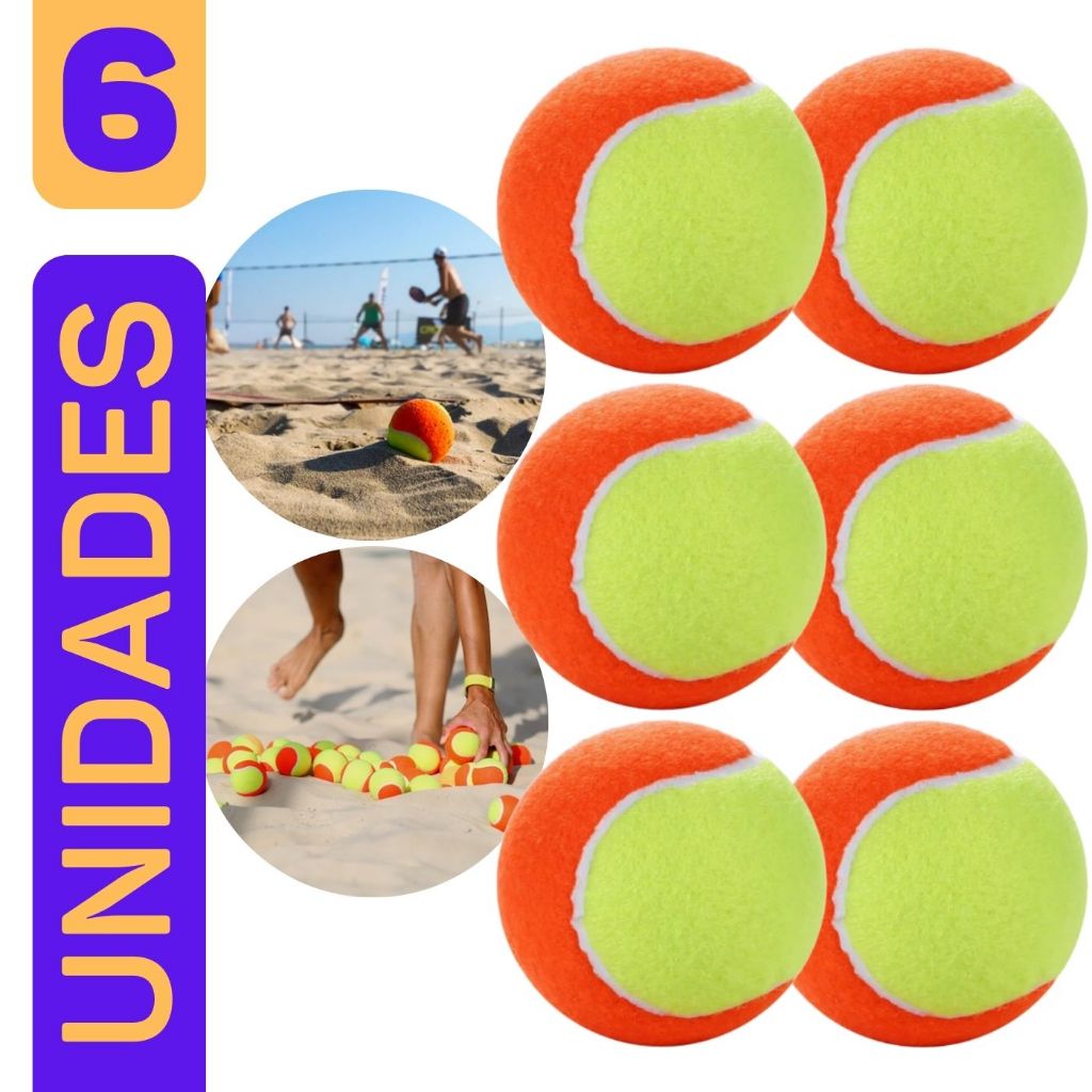 Kit 6 Bolas de Beach Tennis Alta Performance com Feltro de Alta Durabilidade para Treinamentos Intensivos