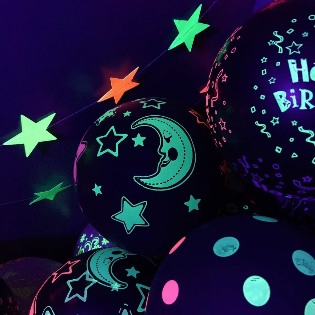 10 Unid Balão Bexiga Neon Decorado 12 Pol Sortidos Brilha no Escuro — imagem 2 de 2
