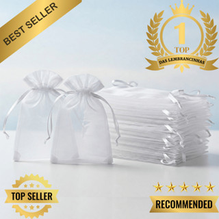 Kit 25/50/100 Un Saco Saquinho Organza 7x9 9x12 10x15 Branco Lembrancinhas Festa Casamento