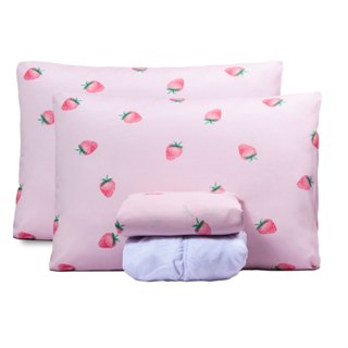 Jogo De Lençol Solteiro Casal Sua Essência 3 e 4 Peças Blogueira Morango em Oferta na Shopee