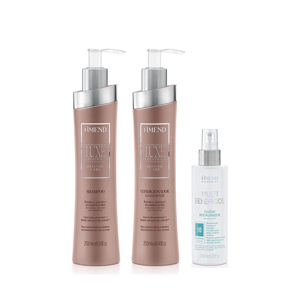Amend KIT Luxe Blonde Care Shampoo e Condicionador 250ml + Fluído Multi-Benefícios 180ml