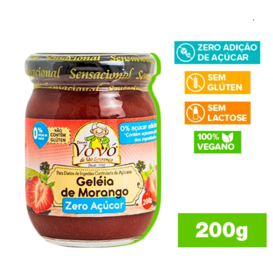 Geleia de Morango Zero% Açúcar Doces Vovó São Lourenço