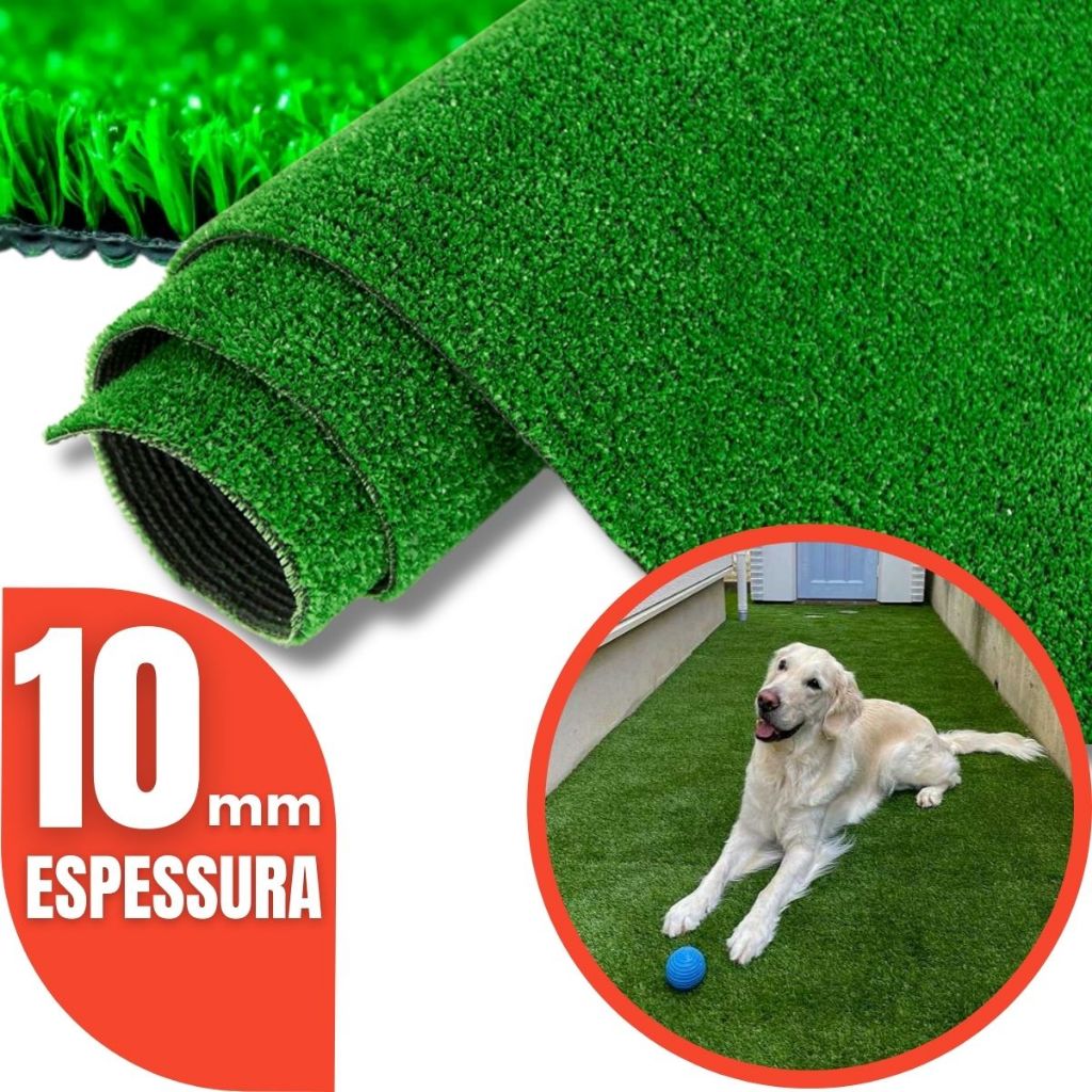 Grama Sintética Decorativa 10mm 2,00 Largura 10,00 á 30m² Área pet Academia Playground em Oferta na Shopee