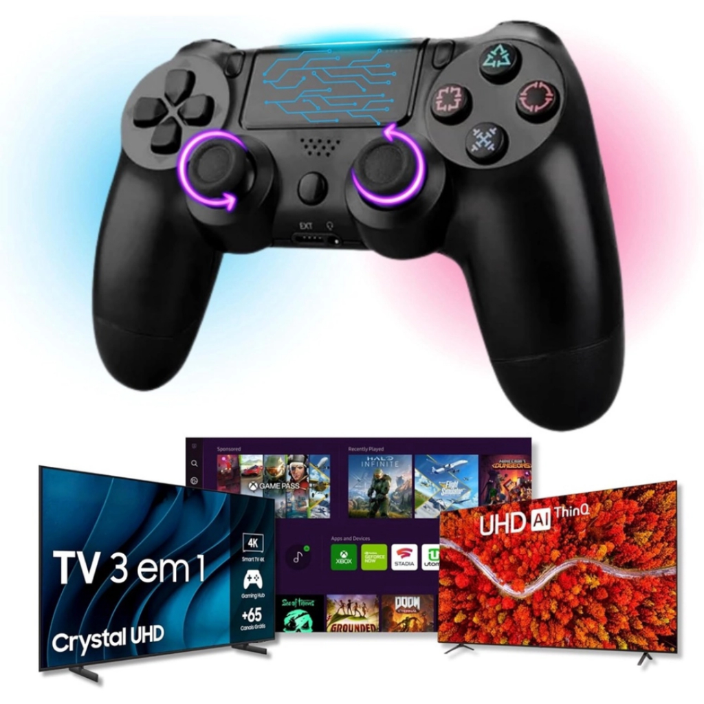Controle compatível com Smart TV Sem Fio Double shock 4 PS 4 slim pro Pc Tablet XBOX Cloud
