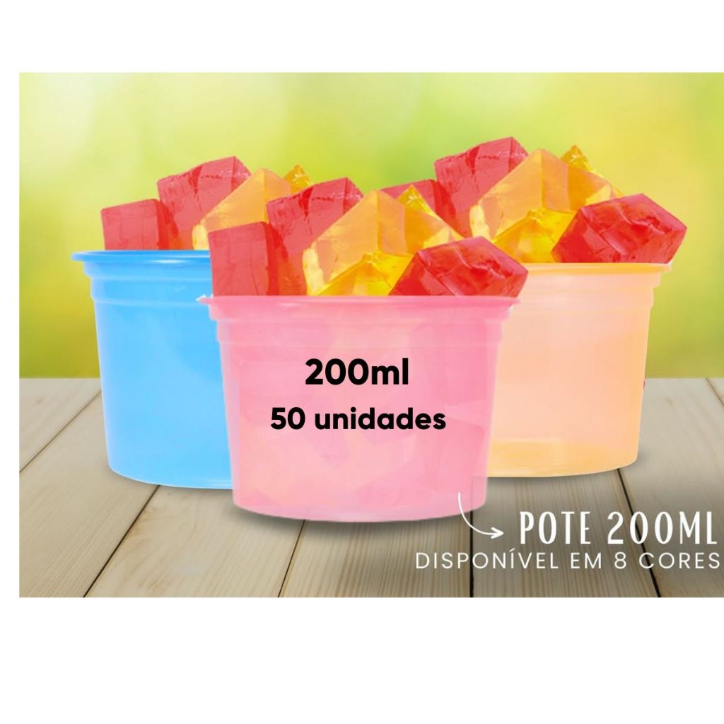 Pote Descartável Neon 200ml com 50 unidades Forfest
