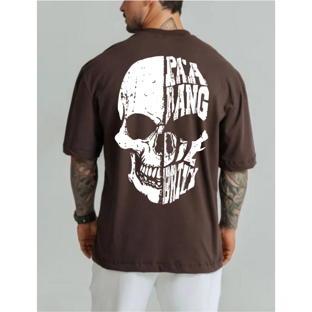 Camiseta Oversized Lançamento Streetwear Tecido 100% Algodão Premium Estampado Caveira