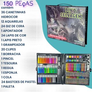 Conjunto De Pintura Infantil Para Colorir Com Desenhos 150 Peças Maleta Kit Para Desenhar