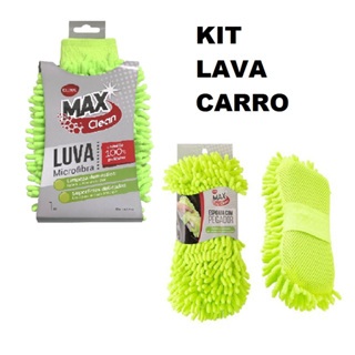 KIT Lava Carro Luva Microfibra + Esponja Microfibra Limpeza Automotiva em Oferta na Shopee