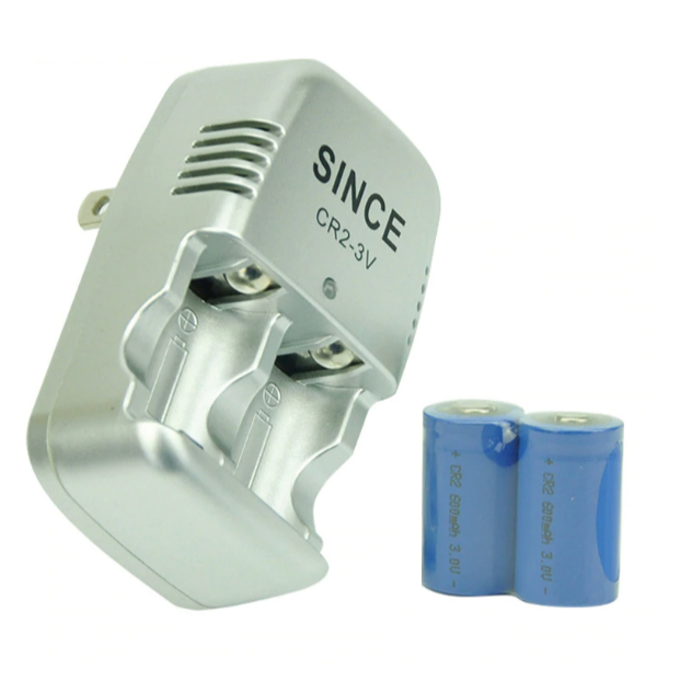 Bateria Cr2 3v 800mah 2 Peças + Carregador Bivolt