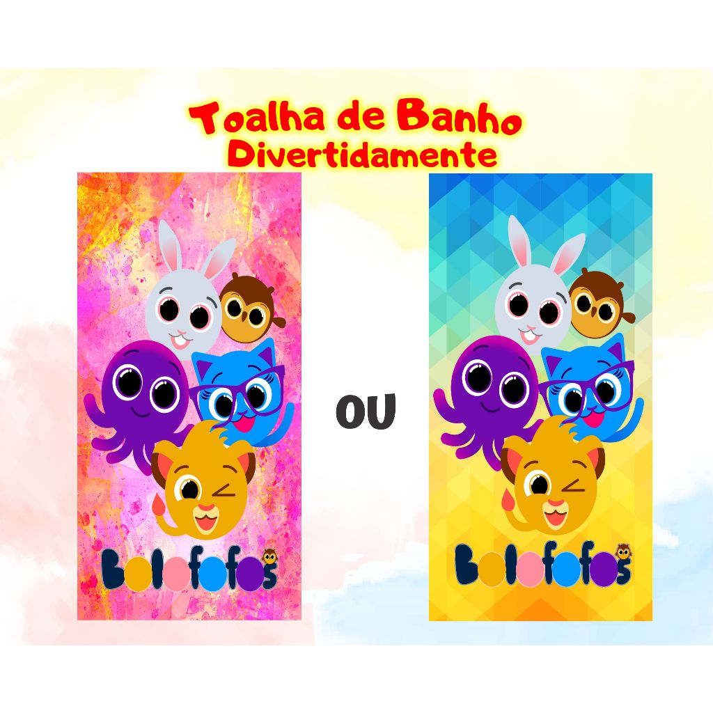Toalha Banho e Praia Infantil Desenhos Bolofofo praia aveludada- 1,35x 0,70m em Oferta na Shopee