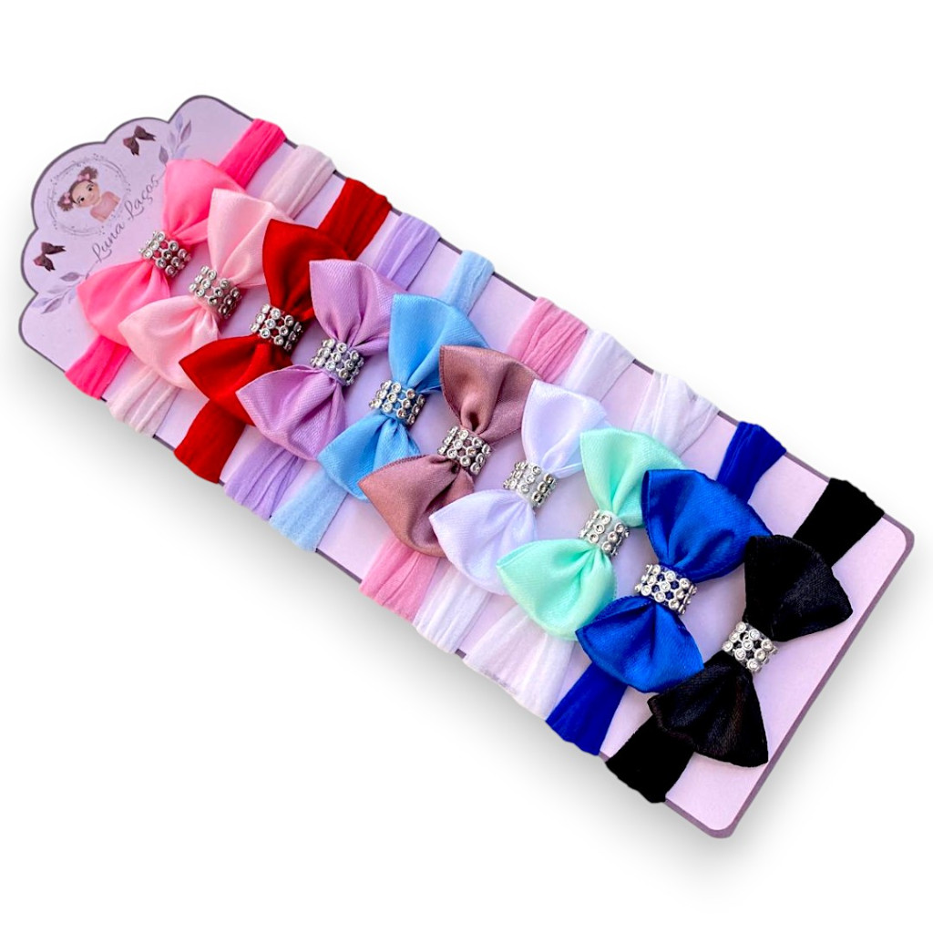 Kit 10  Mini laços Lacinhos de bebê Cetim laços de cabelo Tiarinha Faixinha infantil Rn