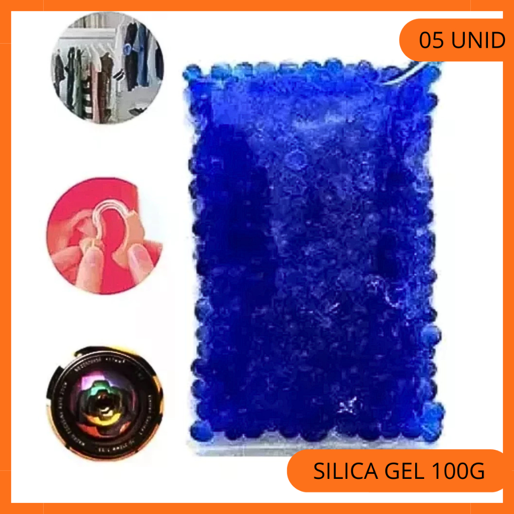 Silica Gel Azul 100g Kit 5 Sachês Desumidificador Aparelho Auditivo Cola Cílios