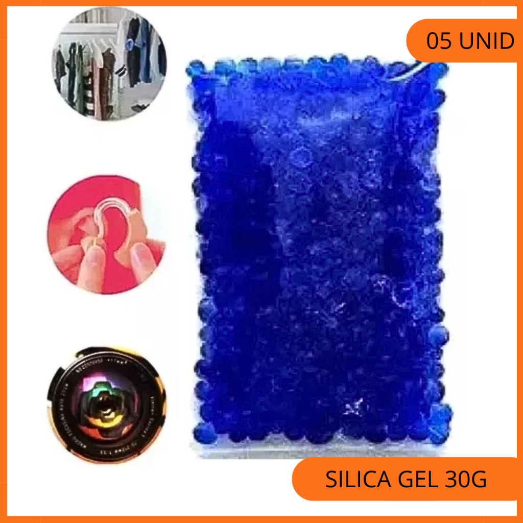 Silica Gel Azul 30g Kit 5 Sachês Desumidificador Aparelho Auditivo Cola Cílios em Oferta na Shopee