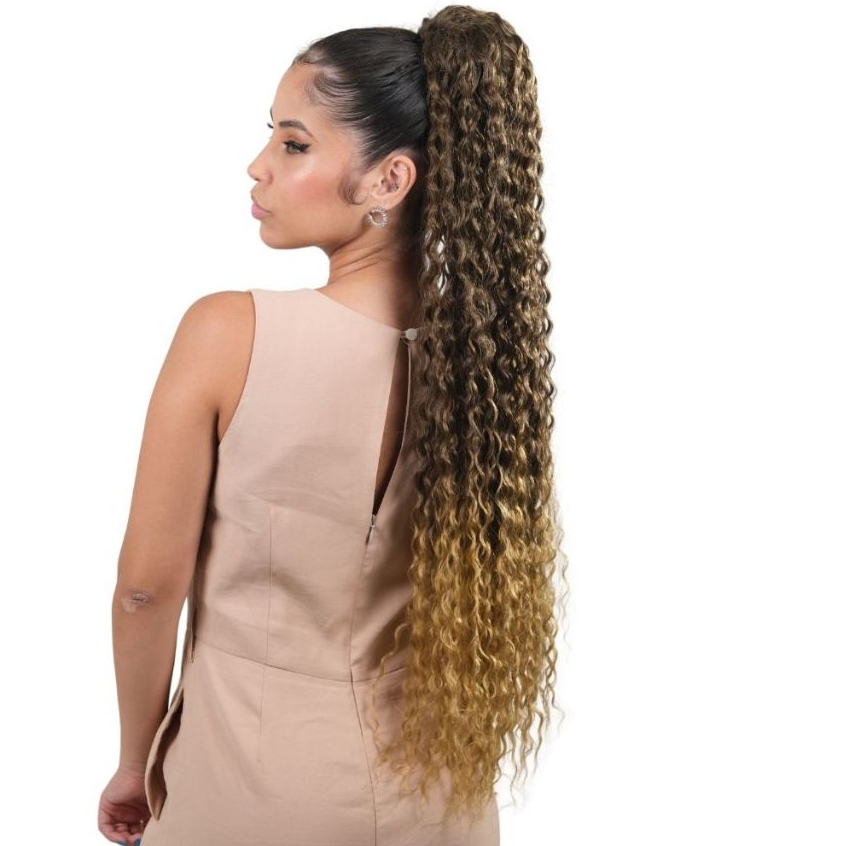 Aplique rabo de cavalo cacheado DORIS bio fibra organico 80cm 150G em Oferta na Shopee