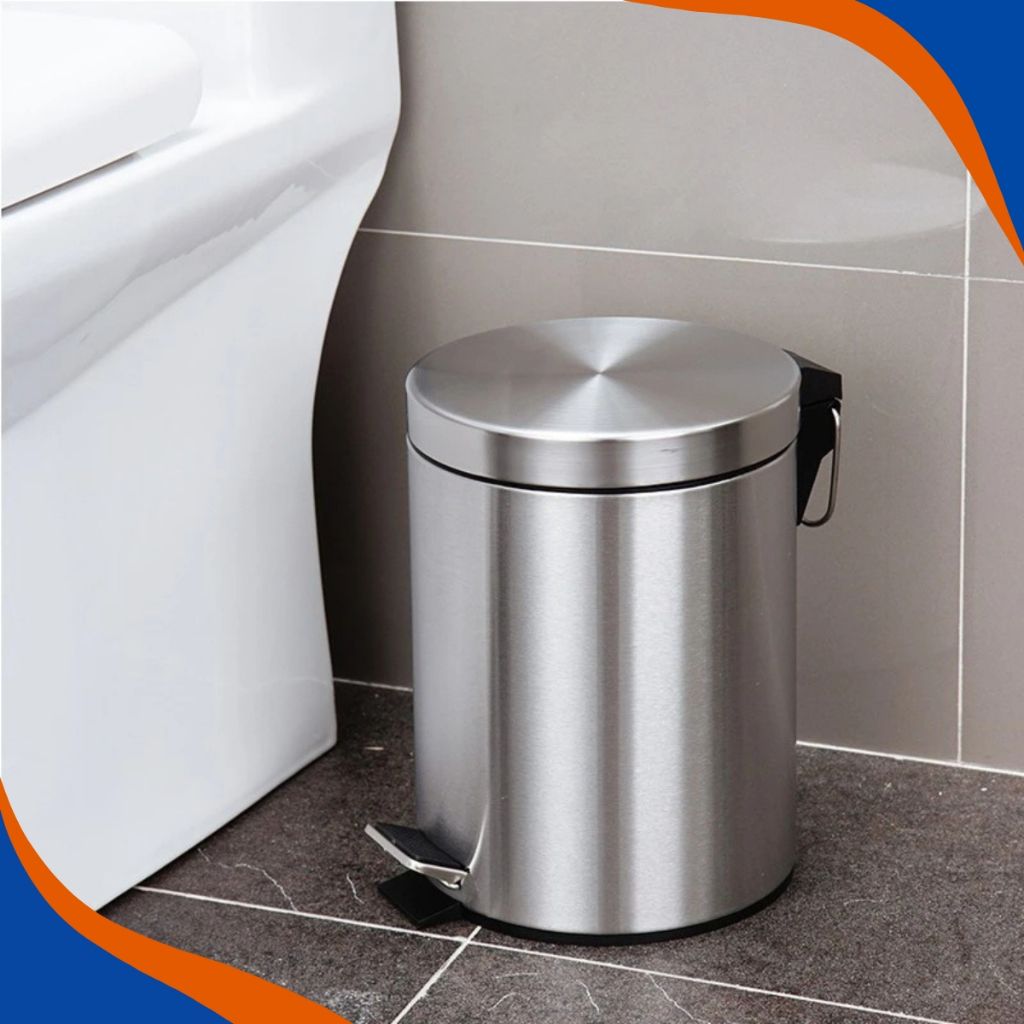 Lixeira Inox 3 Litros Cesto de Lixo Com Pedal Banheiro Copa Cozinha Consultório Escritório Balde Interno