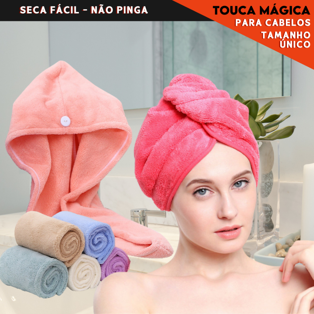 Toalha Mágica Secagem Rápida Touca De Cabelo Feminina Macia - Nybc
