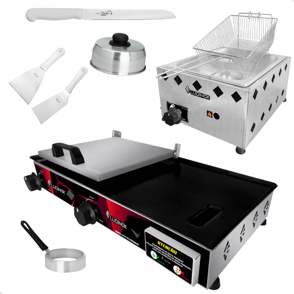 Chapa Industrial 60x30 Pra Fazer Lanches Hot Dog+ Utensílios