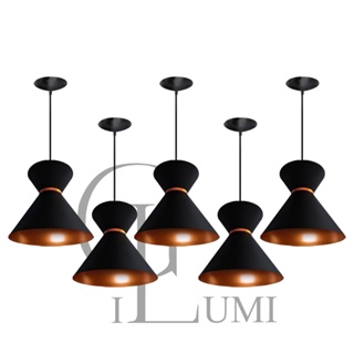 Kit 5 Pendentes Luxo Preto/Cobre Casa e Decoração em Oferta na Shopee