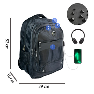 Mochila 19'' Grande Capacidade, 4 Camadas, Impermeável com USB e Costas Respiráveis em Oferta na Shopee
